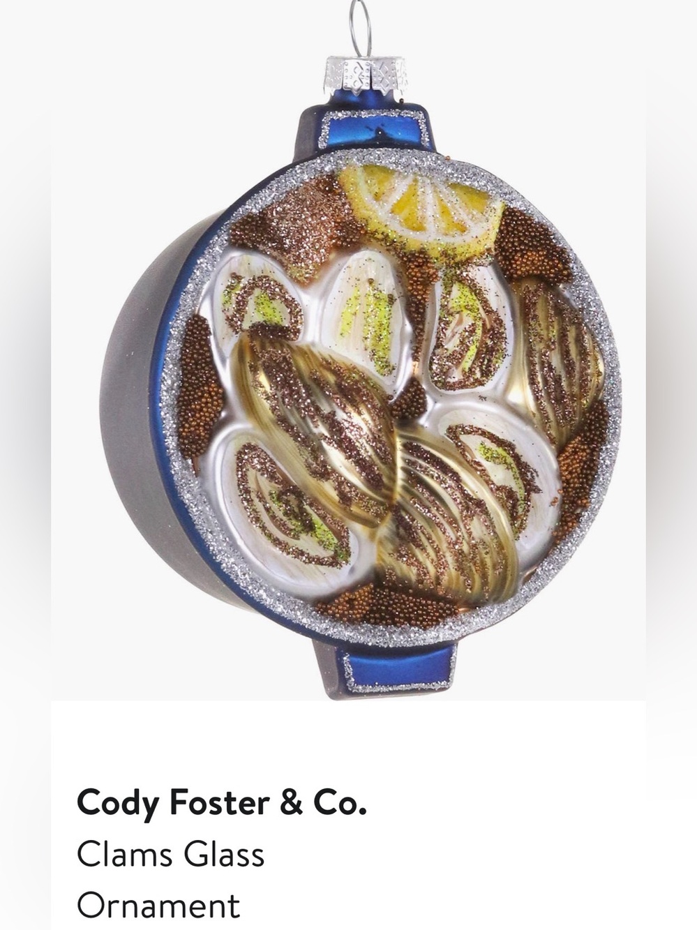 NWT Cody & Foster Clams Glass Glass Ornament $26.25 MSRP